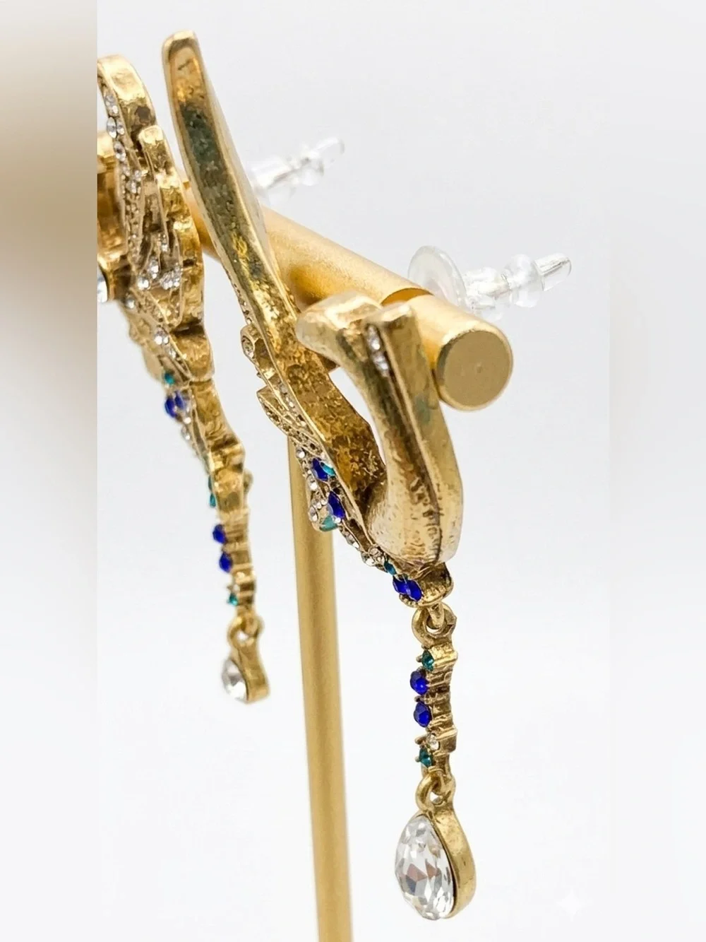 Heidi Daus Crystal Phoenix Swan Statement Earrings Vintage